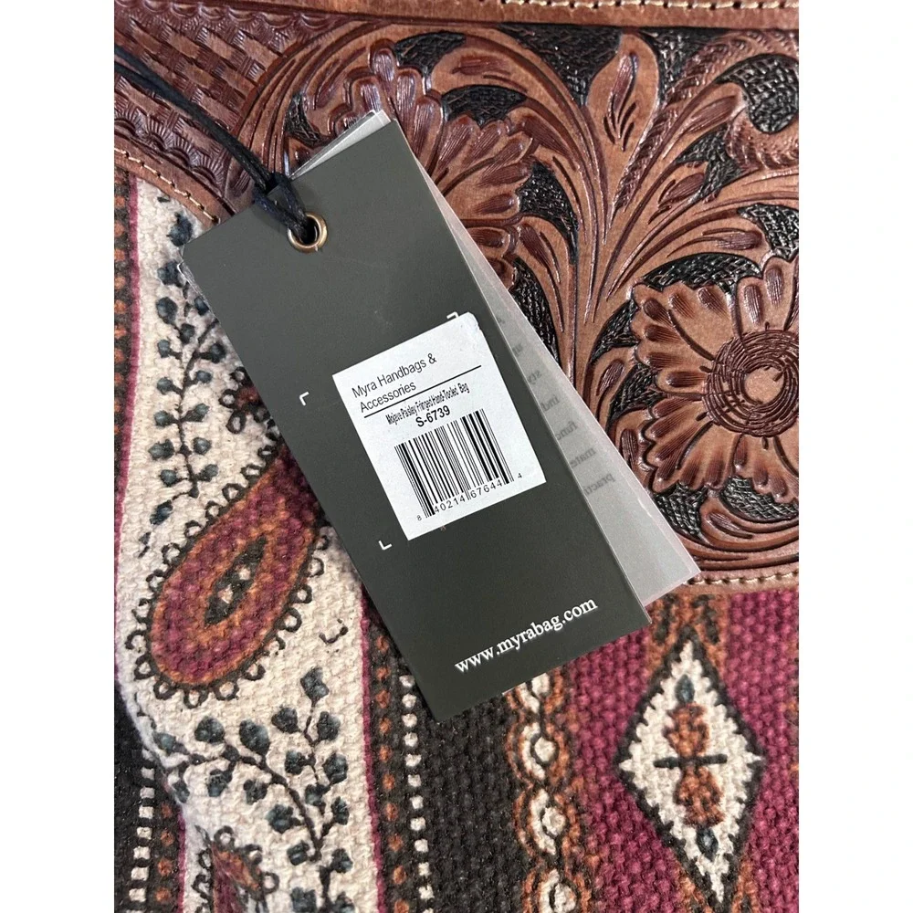 Myra Bag Crossbody‎ Bag Women Medium Mojave Paisley Fringed Hand-Tooled S-6739